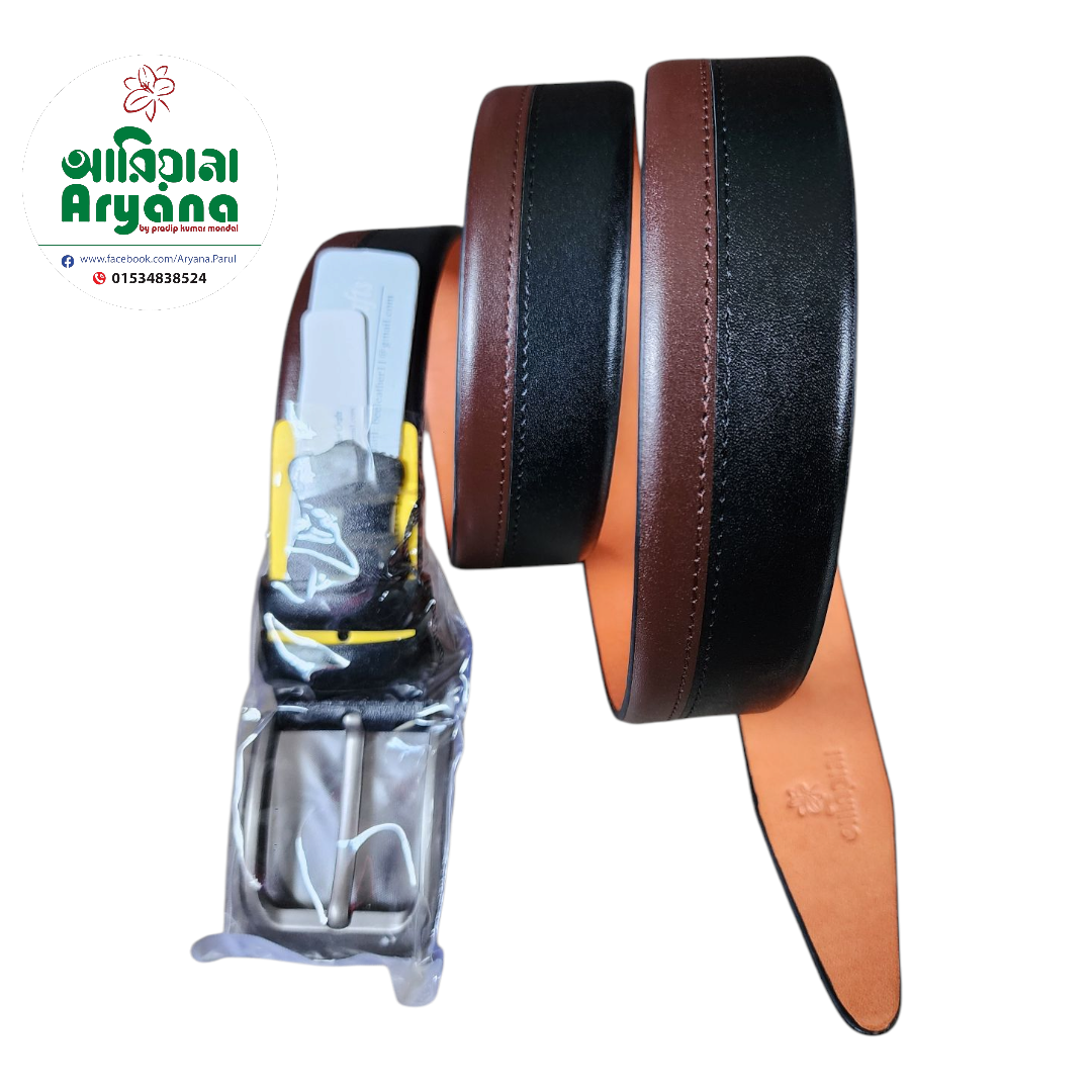Aryana Premium Leather Belt for Men-Black with Brown - Image 4